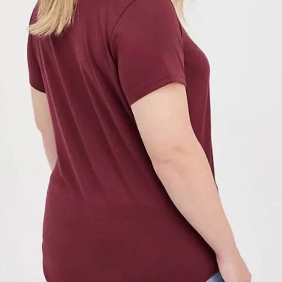 TORRID 2 Plus Size Girlfriend Signature Jersey V-Neck Tee Burgundy Maroon TShirt - Picture 3 of 16